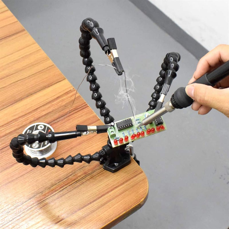 NOEVSBIG Helping Hands Soldering, Third Hand Soldering Tool PCB Holder Flexible Arms Helping Hands Crafts Jewelry Hobby Workshop Helping Station (Y3) - Image 2